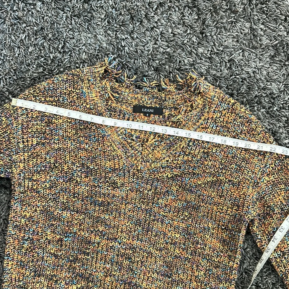 leani • rainbow distressed hem sweater size small - Picture 6 of 10